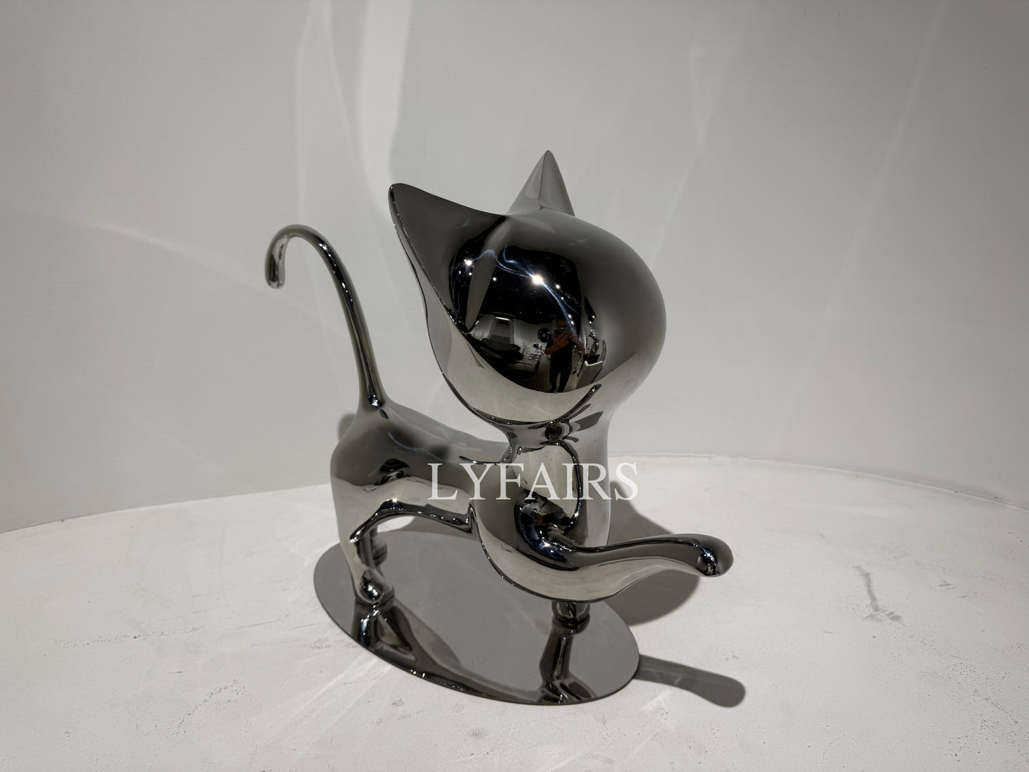 Handcrafted Stainless Steel Cat Art Sculpture with Playful Poses