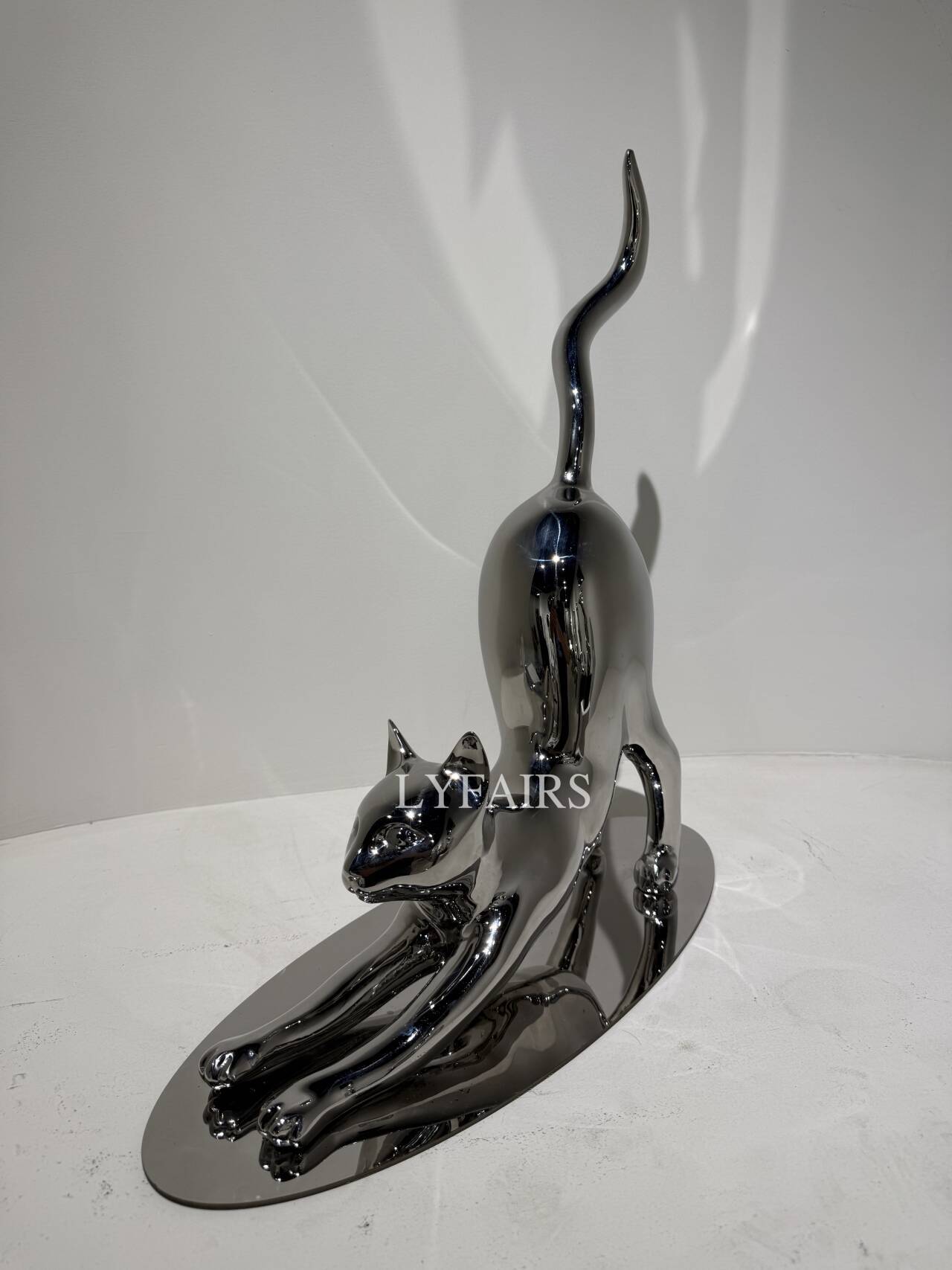 Handcrafted Stainless Steel Cat Art Sculpture with Playful Poses