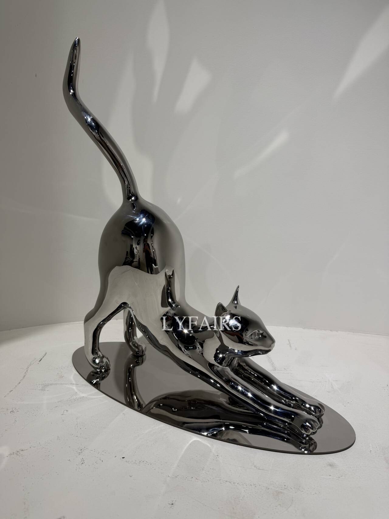 Handcrafted Stainless Steel Cat Art Sculpture with Playful Poses