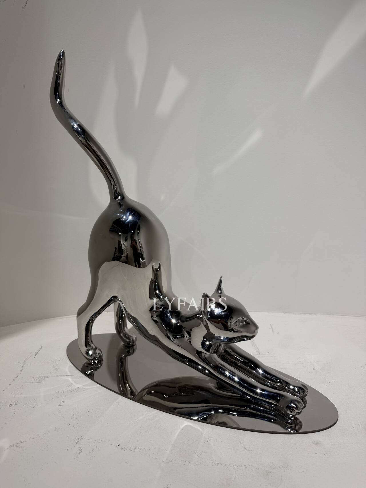 Handcrafted Stainless Steel Cat Art Sculpture with Playful Poses