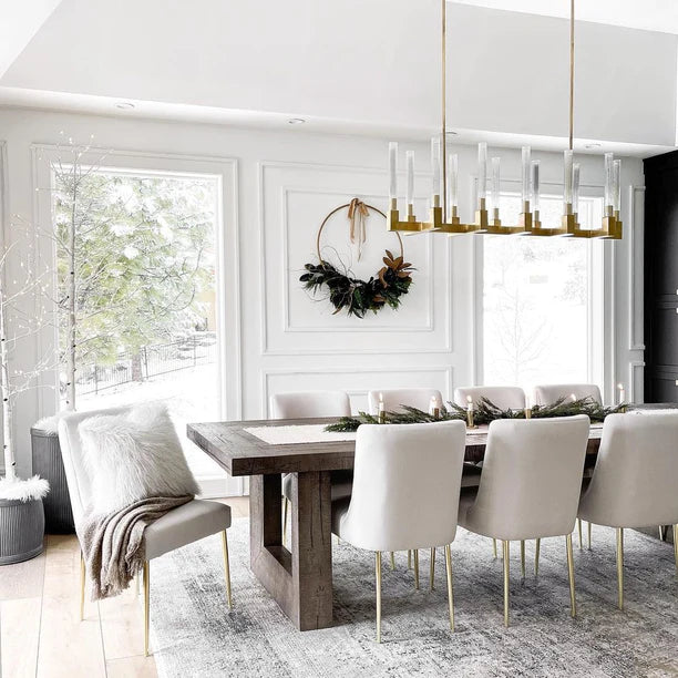 Modern Linear Round/Linear Tubular Glass Chandelier for Dining Room/Kitchen Island