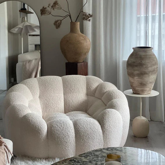 Fleece White Big Pumpkin Loveseat Sofa Chair