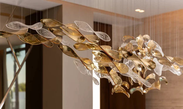 Lustre flottant de luxe haut de gamme en verre pour hôtel/villa/salon
