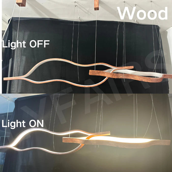 Modern Simple Brass Waving Chandelier for Living/Dining Room/Kitchen Island