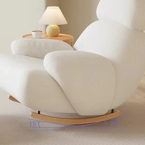 Nordic White/Gray/Pink Boucle Sherpa Rocking Lounge Chair