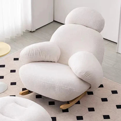 Nordic White/Gray/Pink Boucle Sherpa Rocking Lounge Chair