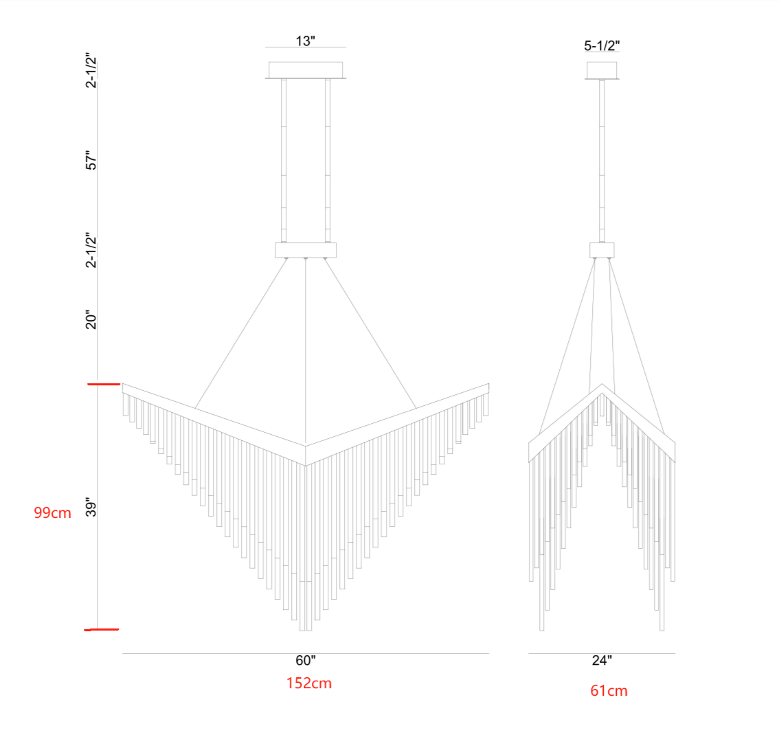Modern Art Design Arrowhead Shaped Acrylic Rods Chandelier