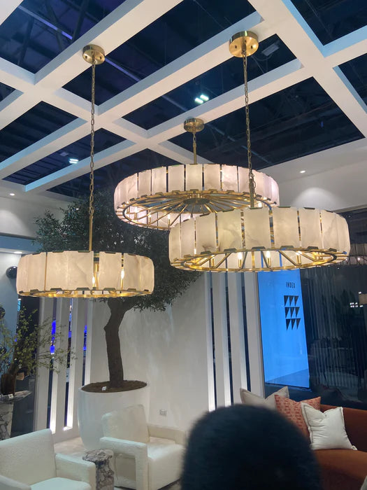 Modern Round Alabaster Chandelier for Living Room/Bedroom