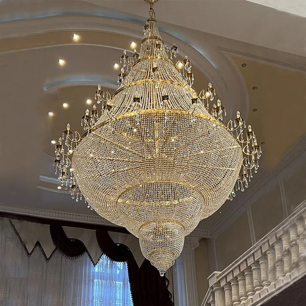 Lustre en cristal de luxe à plusieurs niveaux pour hôtel/restaurant/escalier/foyer