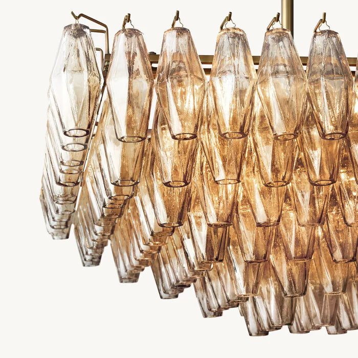 Lustre moderne en verre fumé rond/rectangulaire/entonnoir pour plafond bas