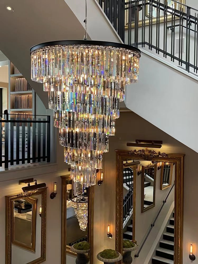 Extra Large Spiral Crystal Chandelier Multi Tiered Round Ceiling Light Restoration Hardware Helix Elk Home Palatial