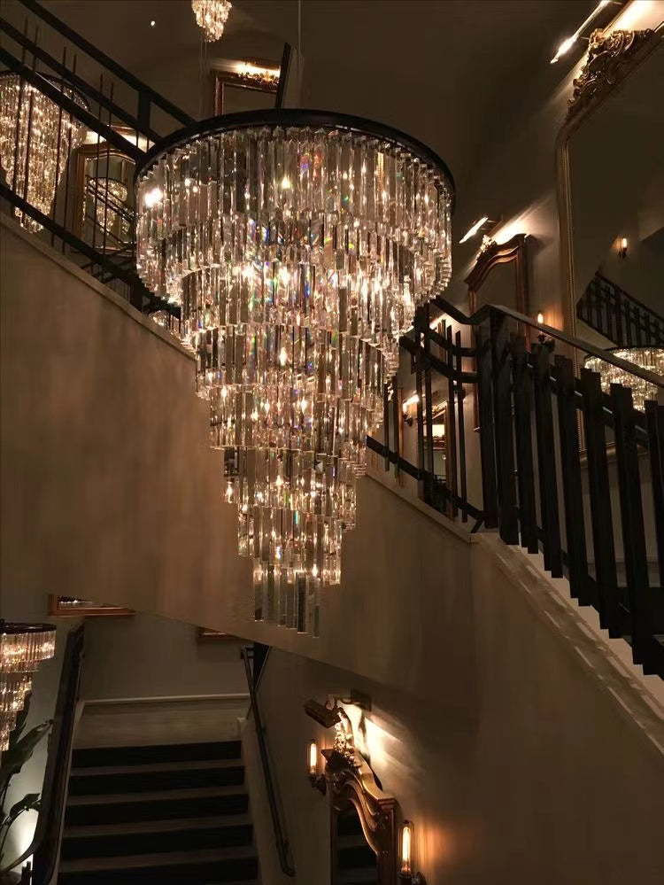 Extra Large Spiral Crystal Chandelier Multi Tiered Round Ceiling Light Restoration Hardware Helix Elk Home Palatial