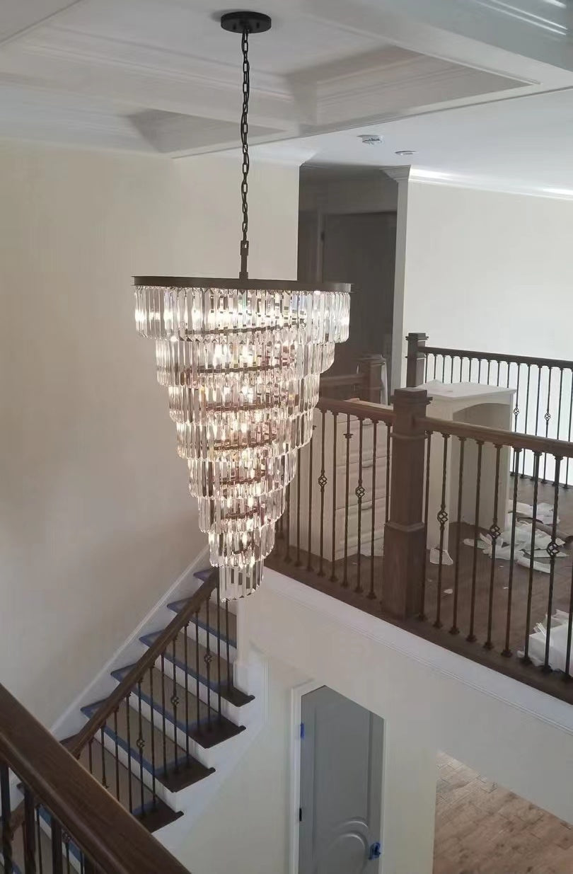 Extra Large Spiral Crystal Chandelier Multi Tiered Round Ceiling Light Restoration Hardware Helix Elk Home Palatial