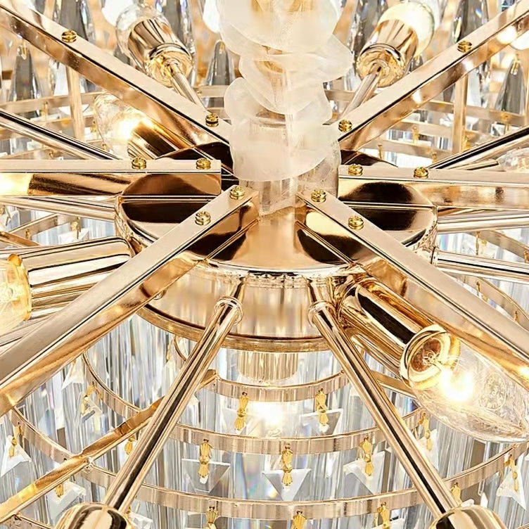 Round Crystal Chandelier Modern Living Room Ceiling Light