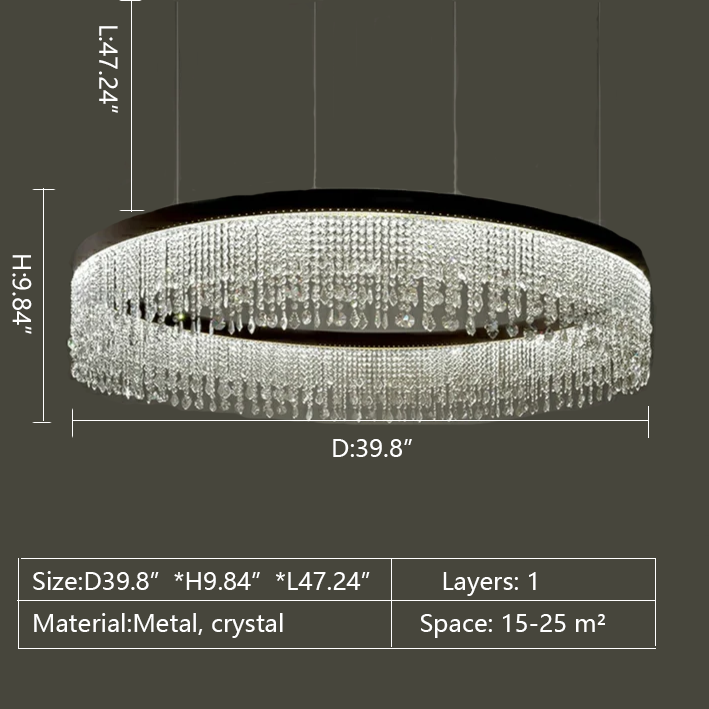 one layer ring crystal chandelier 47.24inch for living room dining room bedroom