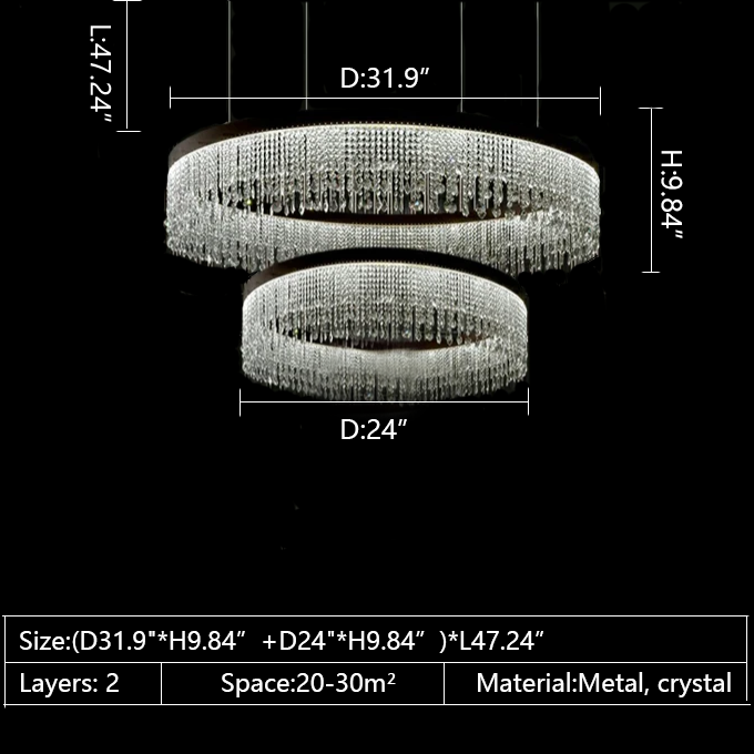 double layers crystal chandelier simplistic white classic elegant dining room living room cafe walk-in closet
