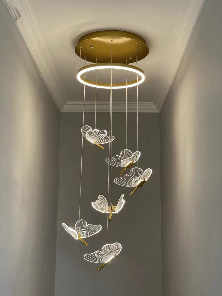 Lampadario a farfalla nordico di lusso, lampada da soffitto per ingresso e soggiorno/sala da pranzo