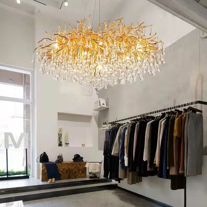 Large Tree Branch Crystal Chandelier For Clothing Shop