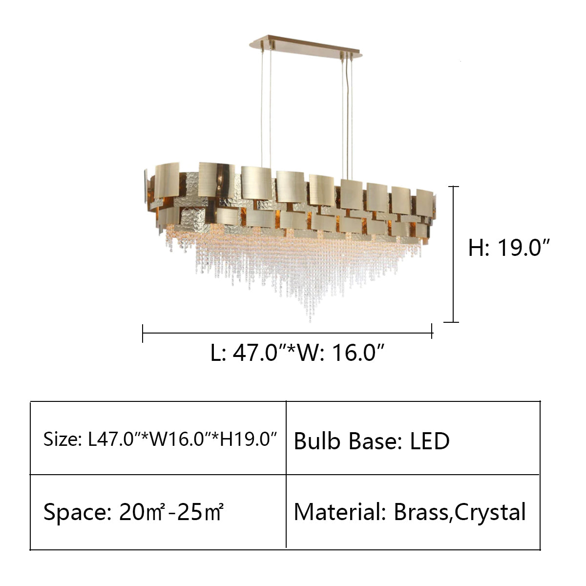 12Lights: L47.0'*W16.0"*H19.0" Anastagio Rectangle/ Linear Brass Crystal Bead Chandelier,chandelier,chandeliers,oval,rectangle,linear,crystal,brass,tiers,layers,crystal beads,pendant,celing,flush mount,chain,light luxury,long table,big table,dining room,kitchen island,bar,dining bar,kitchen bar,living room
