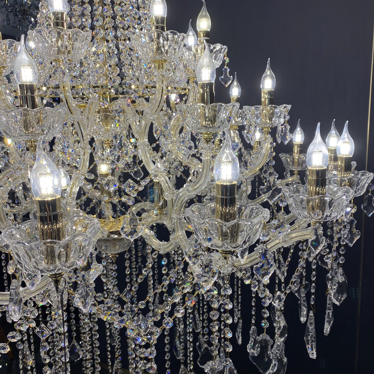 Extra Large Traditional Retro Empire Candle Crystal Pendant Chandelier for Living Room/Foyers/Entry