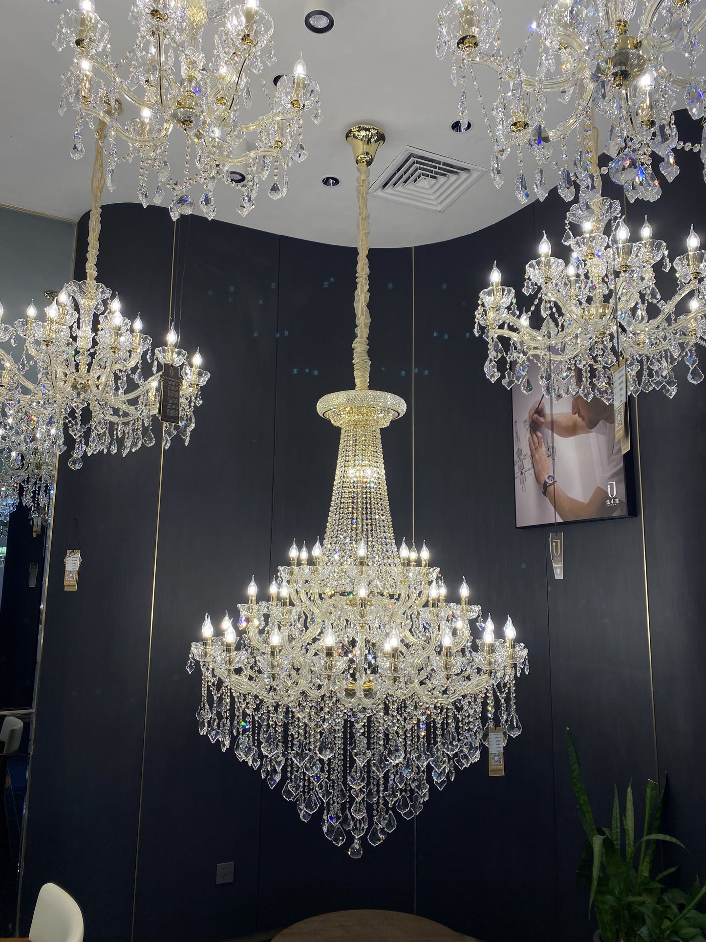 Extra Large Traditional Retro Empire Candle Crystal Pendant Chandelier for Living Room/Foyers/Entry