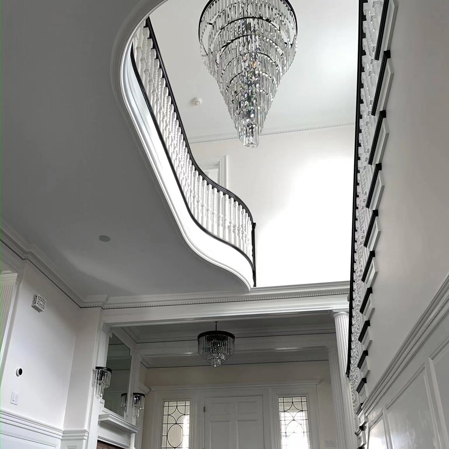 Extra Large Spiral Crystal Chandelier Multi Tiered Round Ceiling Light Restoration Hardware Helix Elk Home Palatial