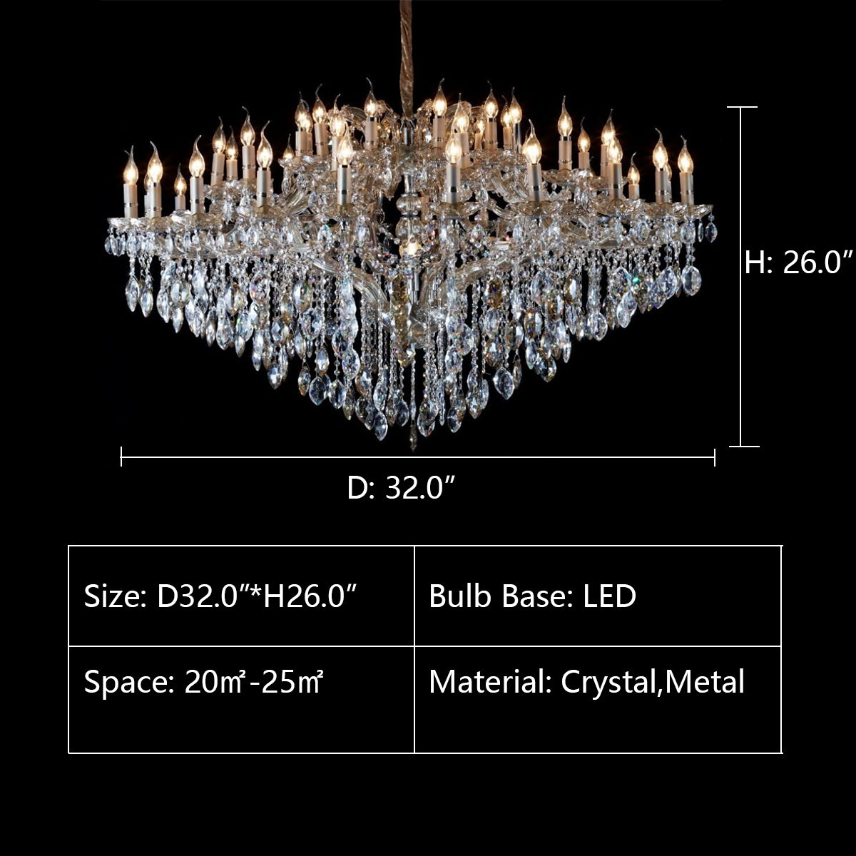 16Lights: D32.0"*H26.0" ALLUMAGE WIDE CLASSIC CRYSTAL CHANDELIER MD6141,chandelier,chandeliers,crystal pendant,crystal,raindrop,teardrop,candle,branch,clear,ceiling,foyer,living room,extra large,oversized,huge,big,large,oversized