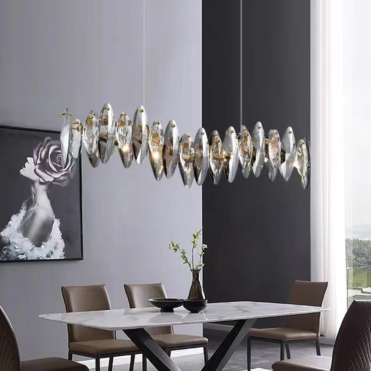 Lustre design en cristal à feuilles pour salon, plafonnier moderne pour salle à manger, luminaire décoratif