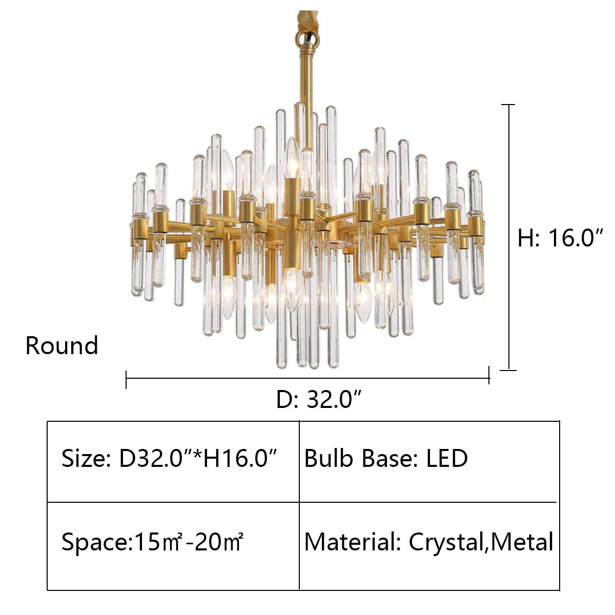 Round: D32.0"*H16.0" Alinar Crystal Shards Chandelier , chandelier,chandeliers,pendant,crystal,rods,metal,gold,clear crystal,branch,round,rectangle,oval,ceiling,living room,dining room,bedroom,foyer,entrys,hallway,home office