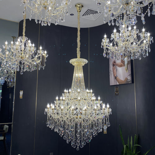 Extra Large Traditional Retro Empire Candle Crystal Pendant Chandelier for Living Room/Foyers/Entry