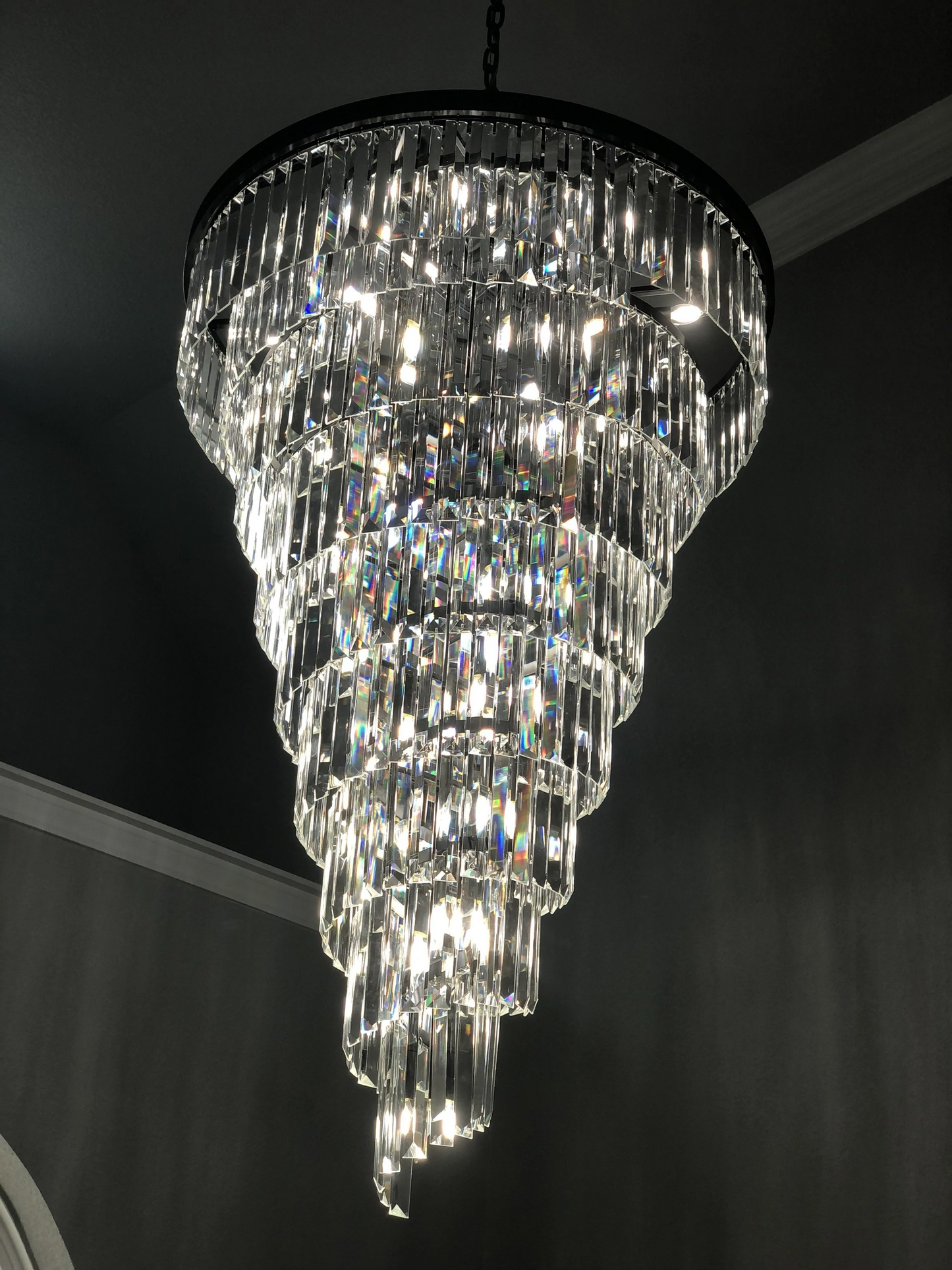 Extra Large Spiral Crystal Chandelier Multi Tiered Round Ceiling Light Restoration Hardware Helix Elk Home Palatial
