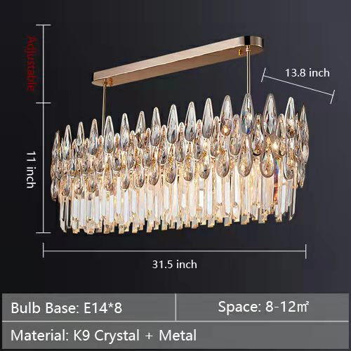 Round Crystal Chandelier Modern Living Room Ceiling Light