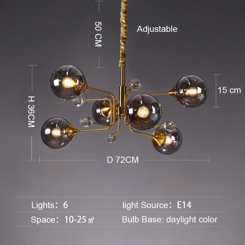 Lustre à globes en verre | Plafonnier Spoutnik | Suspension Magic Bean Mid-Century