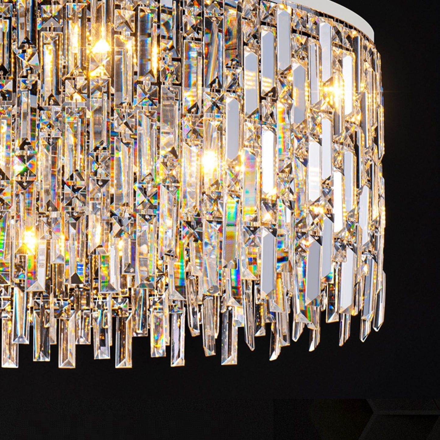 Chrome/ Silver Decorative Kitchen Island Lighting Crystal Rectangle Chandelier For Long Dining Table Round Pendant Light Fixture For Living Room