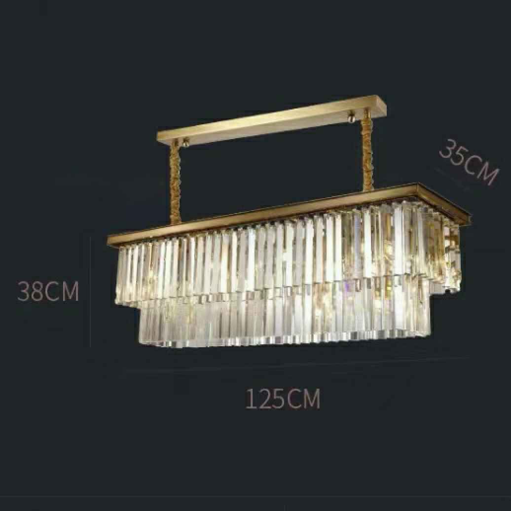 Lustre de luxe en cristal de cuivre pur, lampe de plafond de villa de salon moderne