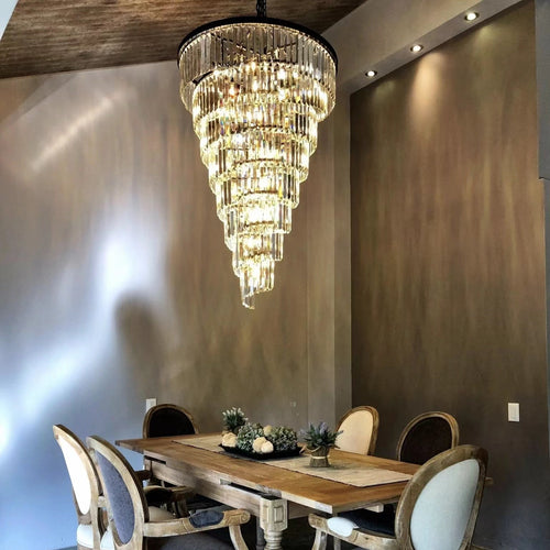 Extra Large Spiral Crystal Chandelier Multi Tiered Round Ceiling Light Restoration Hardware Helix Elk Home Palatial
