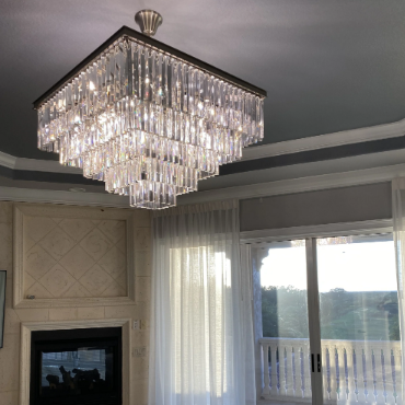 Extra Large 5 Tiers Square Crystal Pendant Chandelier for Living Room/Dining Room/Foyer
