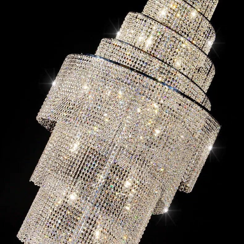 Oversized Luxury Spiral Crystal Chain Pendant Chandelier for Stairs/Foyer/Hotel Lobby