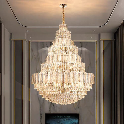crystal,metal,chandeleir,chandeliers,pendant,empire,crystal,layers,tiers,round,living room,dining room,foyer,entrys,stairs,hallway, big hallway,oversized,large,big,huge