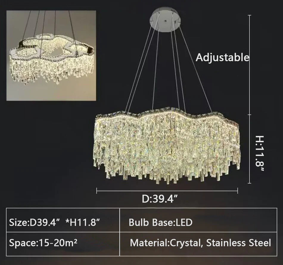 Luxury Creative Set Crystal Chandelier Designer Style Irregular Round/Oval Light Fixture For Bedroom/Living Room/Dining Room