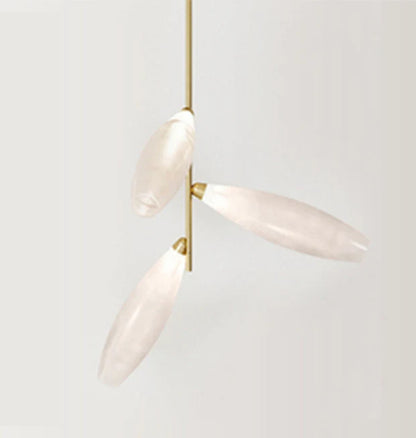 Minimalist Linear Rice Grain Shaped Bulb Iron Chandelier for Dining Room