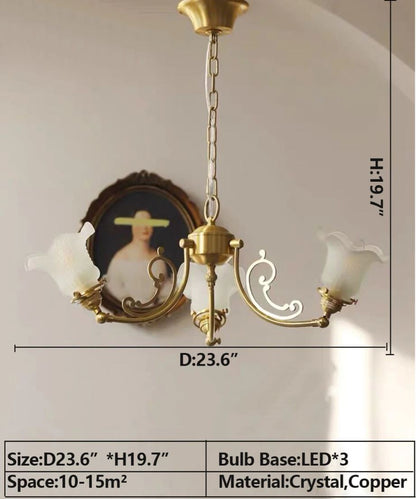 American Retro Flower Branch Crystal Chandelier Vintage Art Creative Small Pendant Light For Bedroom/Living Room