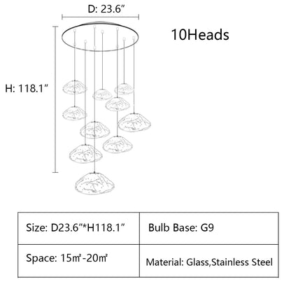 Extra Large Nordic Minimalist Glass Cloud Decorative Chandelier for Stairs/Living Room/High-Ceiling Room
