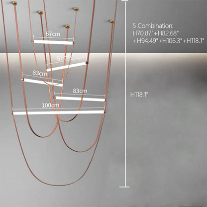 Lustre design en forme de U avec tube en verre à LED
