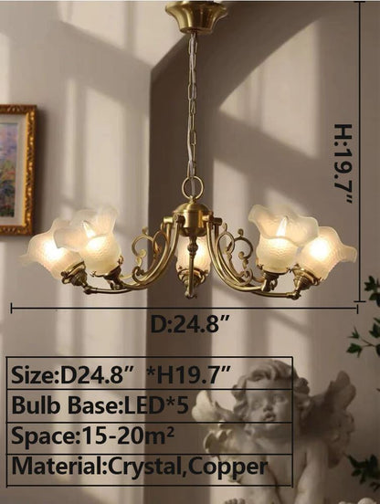 American Retro Flower Branch Crystal Chandelier Vintage Art Creative Small Pendant Light For Bedroom/Living Room