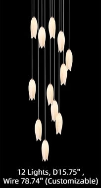 Elegant White Tulip Flower Chandelier For Foyer/ Staircase