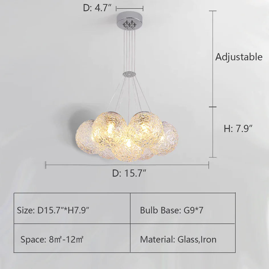 Affordable Nordic Art Water Pattern Glass Bubble Pendant Chandelier for Living/Dining Room/Bedroom
