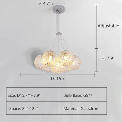 Affordable Nordic Art Water Pattern Glass Bubble Pendant Chandelier for Living/Dining Room/Bedroom