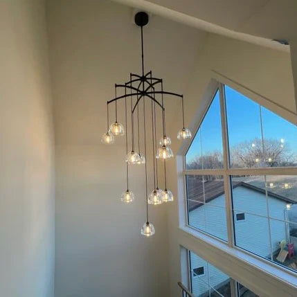 Lampadario moderno in vetro a forma di semisfera rotonda