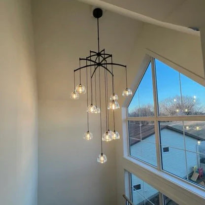 Lampadario moderno in vetro a forma di semisfera rotonda